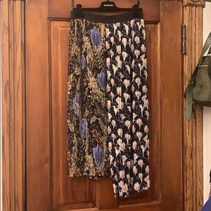 H&M pleated multi pattern midi skirt